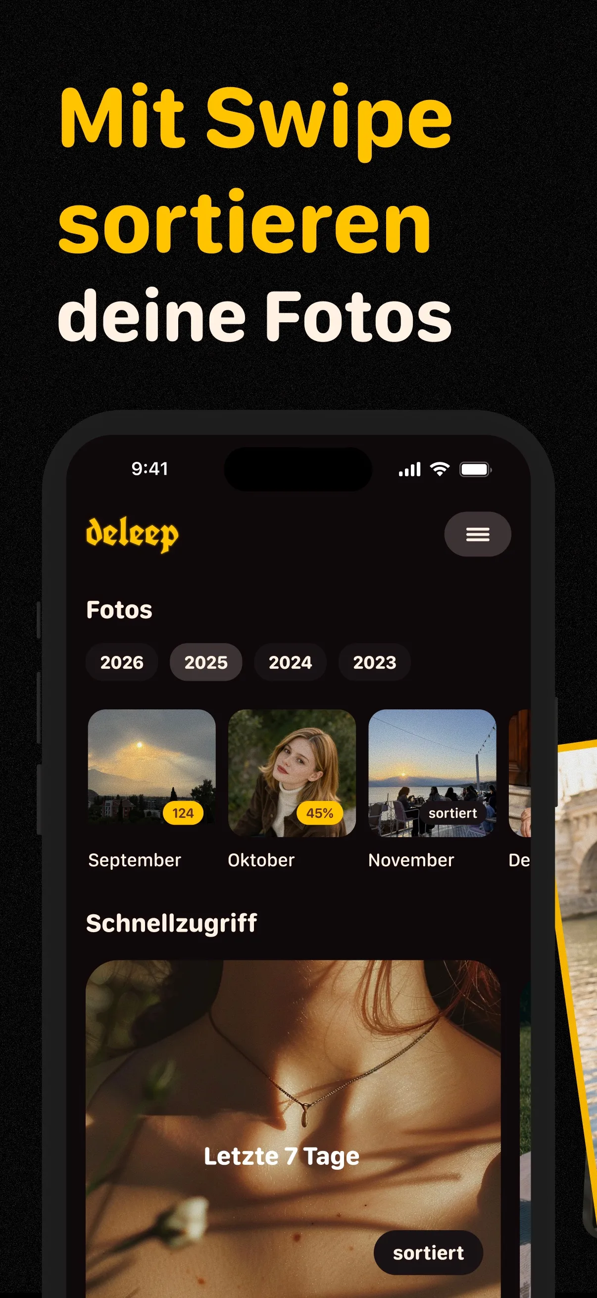 Monate und Fotosammlungen in deleep auf dem iPhone auswählen.